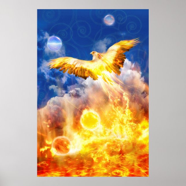 Phoenix Bird RISE ABOVE YOUR TROUBLES Poster (Front)