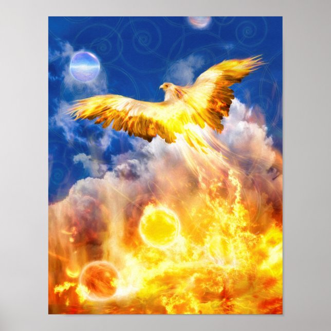 Phoenix Bird RISE ABOVE YOUR TROUBLES Poster (Front)