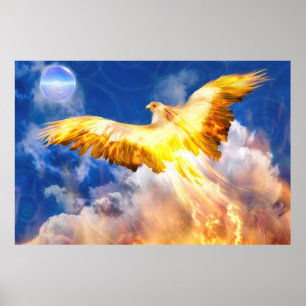 Phoenix Bird RISE ABOVE YOUR TROUBLES Poster