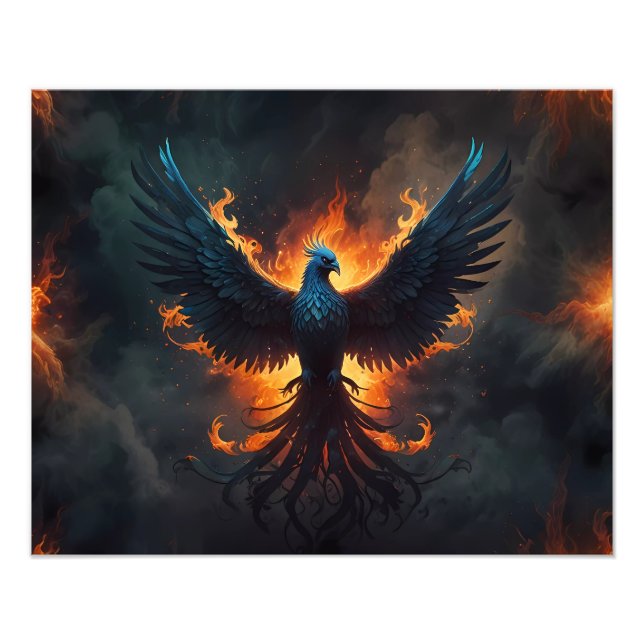 Phoenix Bird Rising with Flames Photo Print (Front)