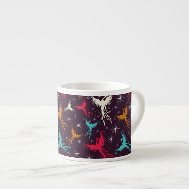 Phoenix Birds Figure Pattern Espresso Cup (Front Right)
