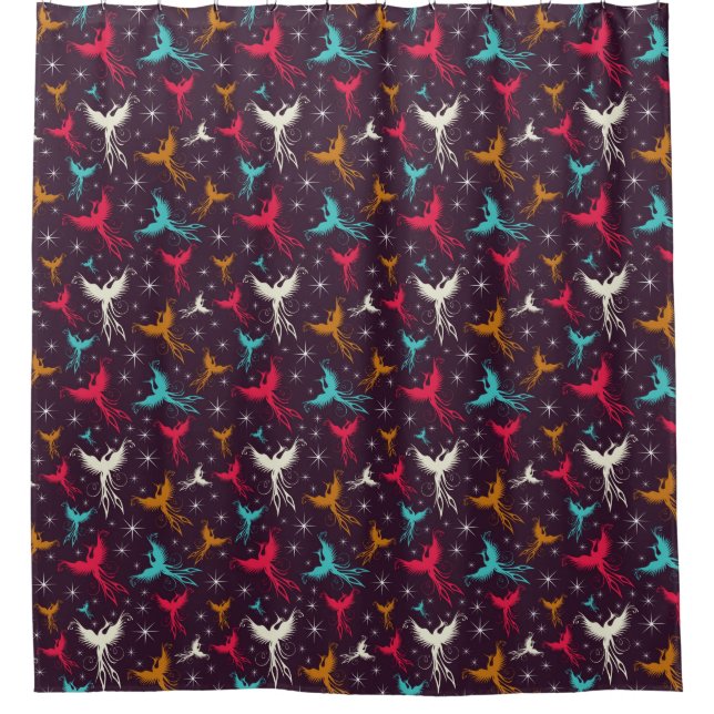 Phoenix Birds Figure Pattern Shower Curtain (Front)