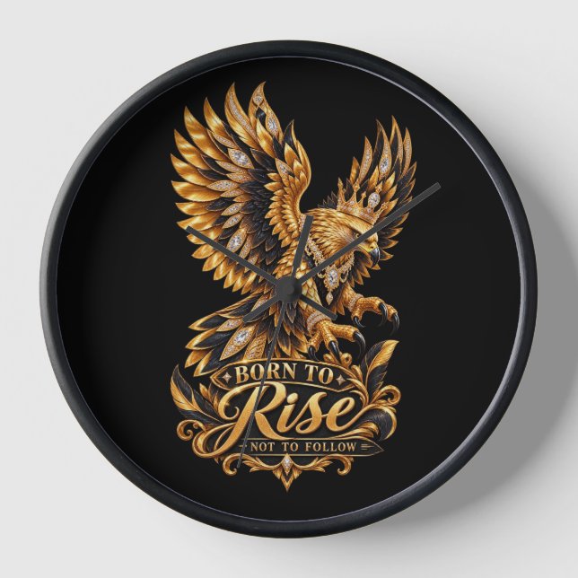 Phoenix Born to Rise Wall Clock – Golden Eagle  (Front)