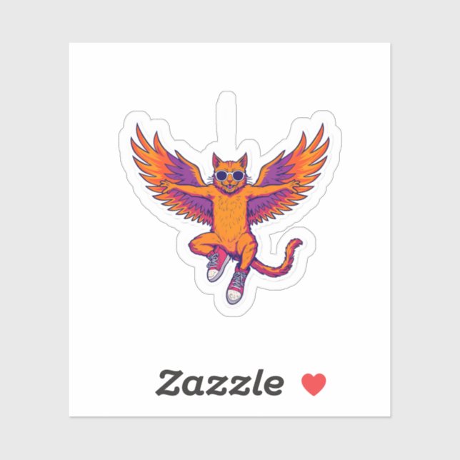 Phoenix Cat Sticker – Cute Magical Fire Kitty (Sheet)