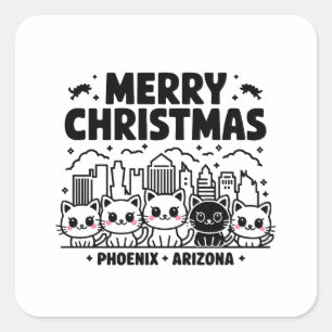 Phoenix City Arizona Merry Christmas Cats USA Square Sticker