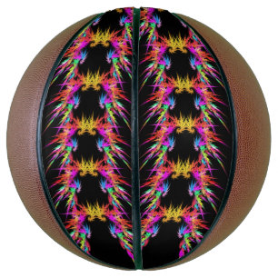 Phoenix - colourful fractal art on black basketball