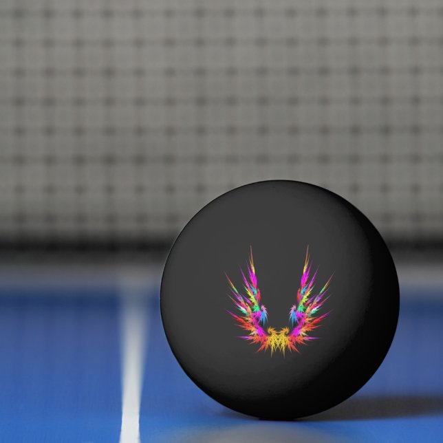 Phoenix - colourful fractal art on black ping pong ball (Net)