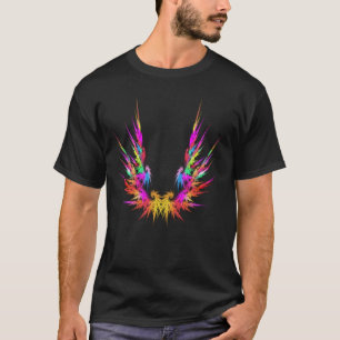 Phoenix - colourful fractal art on black T-Shirt