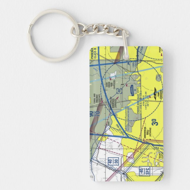 Phoenix Deer Valley Airport chart / taxi diagram Key Ring (Front)