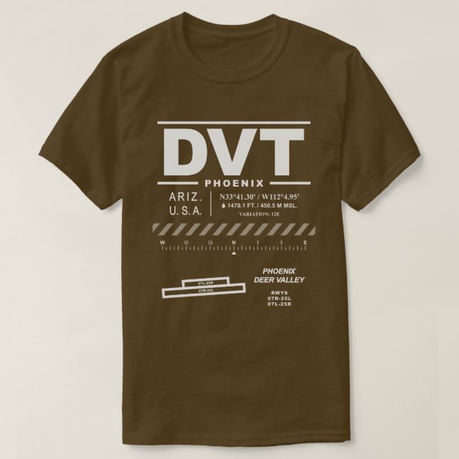 Phoenix Deer Valley Airport DVT T-Shirt (Design Front)