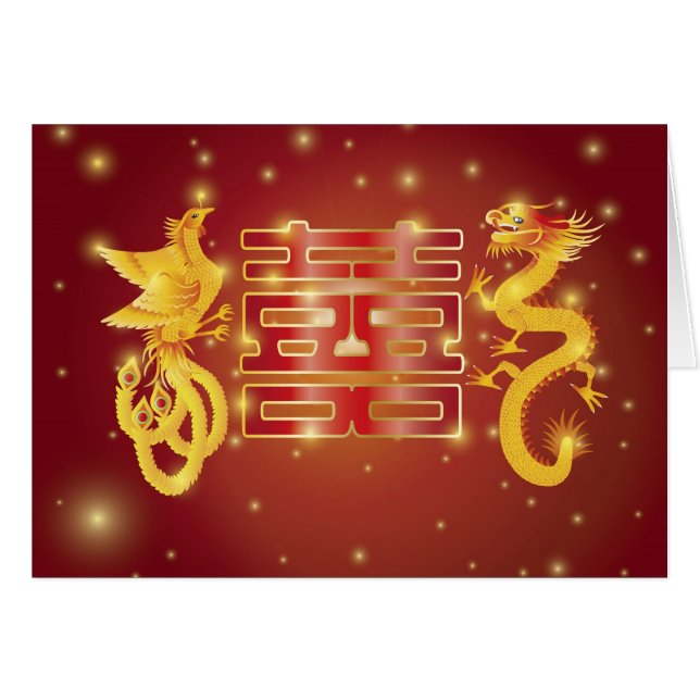 Phoenix Dragon Wedding Card (Front Horizontal)
