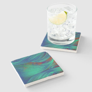 Phoenix Feathers Green Stone Coaster