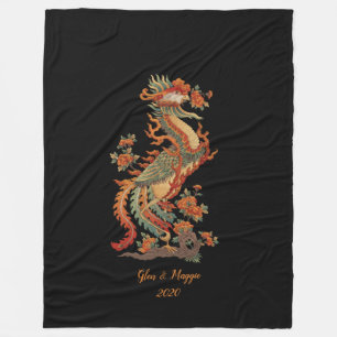 Phoenix Feng Chinese Sacred Animal Fleece Blanket