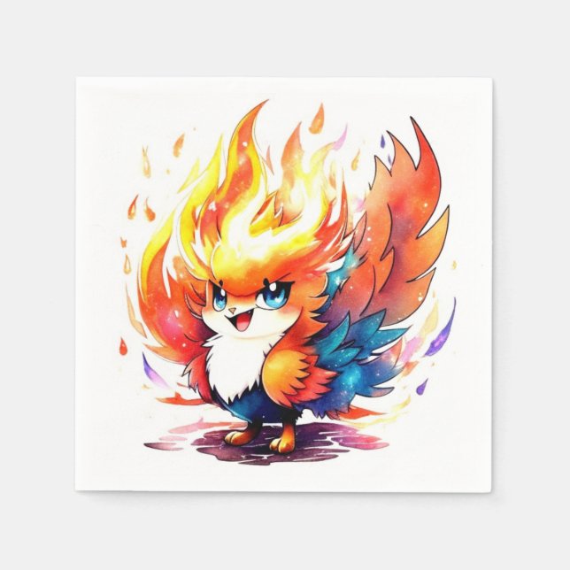 Phoenix Fire Bird Kids Birthday Napkin (Front)