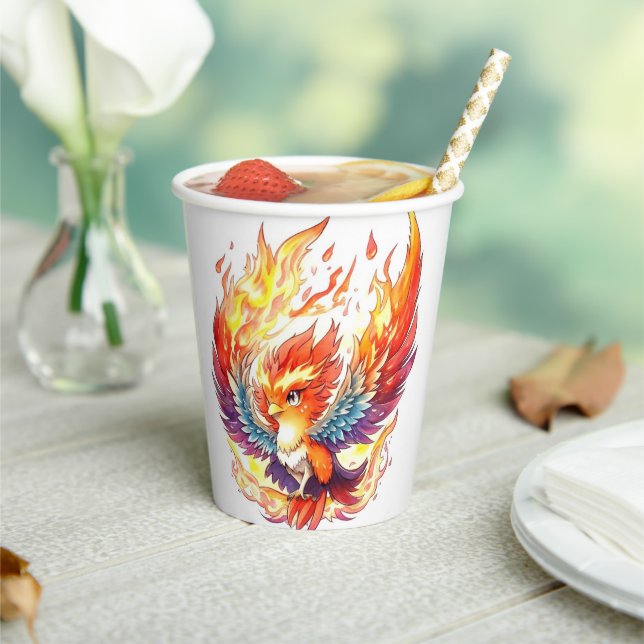 Phoenix Fire Bird Kids Birthday Paper Cups (Insitu)