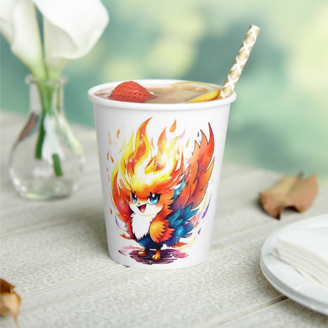 Phoenix Fire Bird Kids Birthday Paper Cups (Insitu)