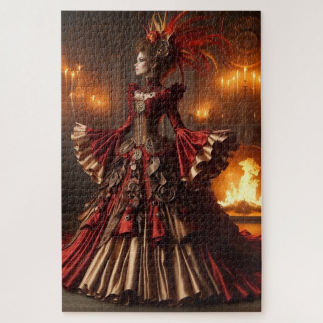 Phoenix Fire Queen Steampunk Victorian Industrial Jigsaw Puzzle (Vertical)