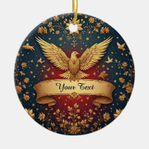 Phoenix Floral Motifs Luxury Mythical Bird Design Ceramic Tree Decoration