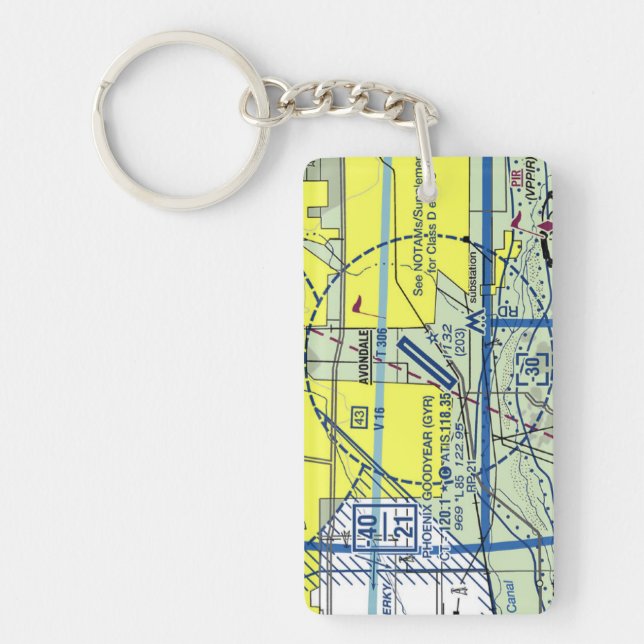 Phoenix Goodyear Airport chart / taxi diagram Key Ring (Front)
