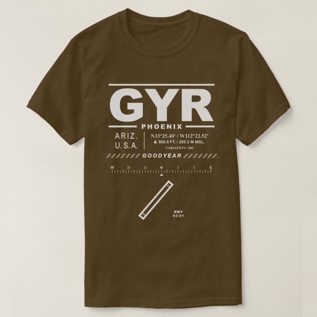 Phoenix Goodyear Airport GYR T-Shirt (Design Front)