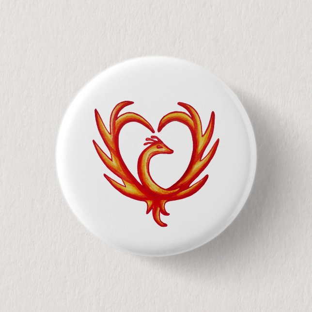 Phoenix Heart 3 Cm Round Badge (Front)