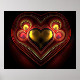 Phoenix Heart Fractal Posters