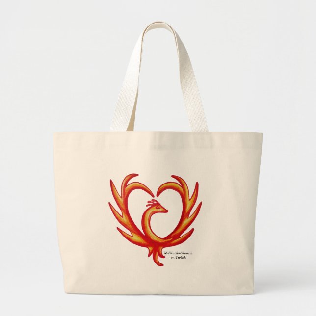 Phoenix Heart, MeWarriorWoman on Twitch  Large Tote Bag (Front)