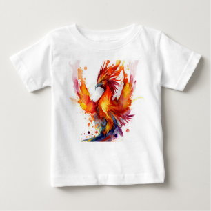 Phoenix in Flames Watercolor Design Baby T-Shirt