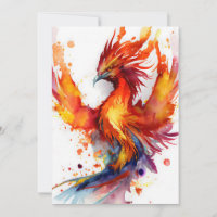 Phoenix in Flames Watercolor Design