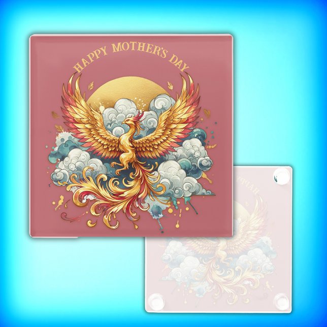 Phoenix in the Clouds Happy Mother's Day | Glass Coaster (Creator Uploaded)
