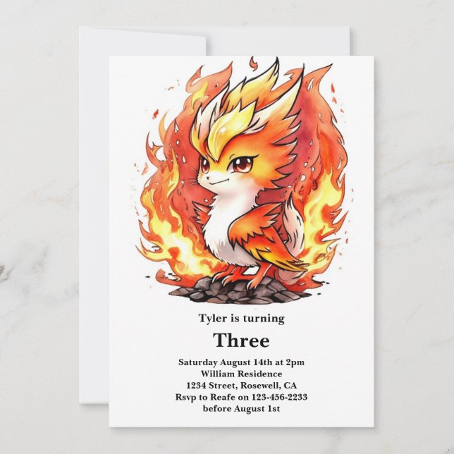 Phoenix Kids Birthday Invitation (Front)