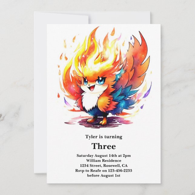 Phoenix Kids Birthday Invitation (Front)