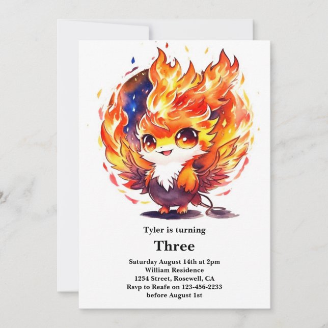 Phoenix Kids Birthday Invitation (Front)