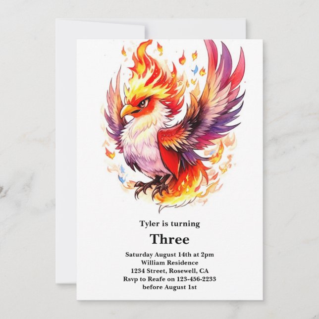Phoenix Kids Birthday Invitation (Front)