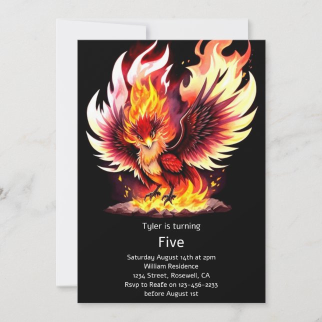 Phoenix Kids Birthday Invitation (Front)