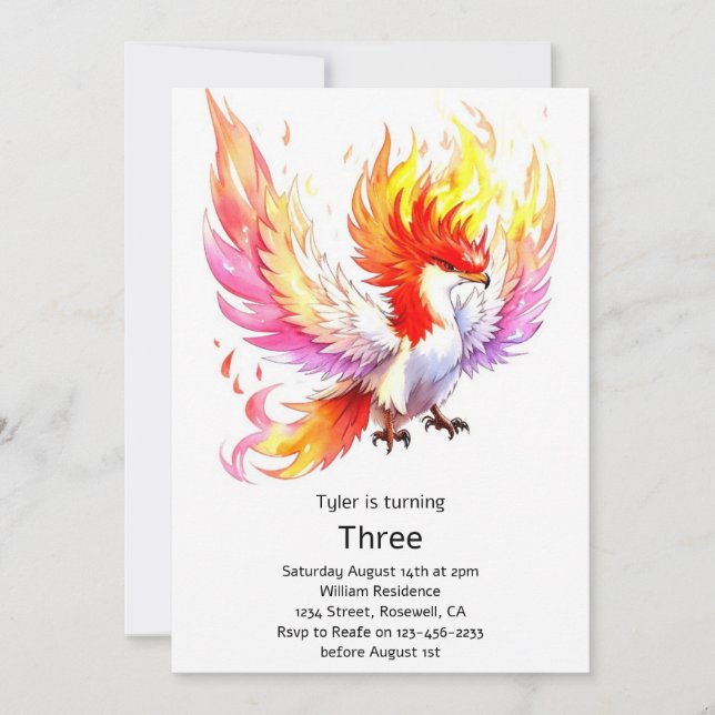 Phoenix Kids Birthday Invitation (Front)