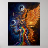 Phoenix & Lotus Spiritual Art Poster