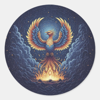 Phoenix: mystical world, symbol of good fortune classic round sticker
