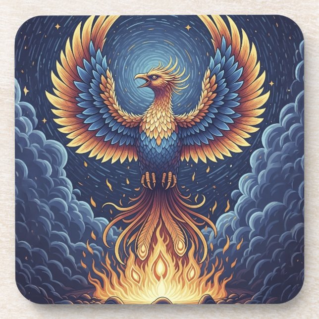 Phoenix: mystical world, symbol of good fortune coaster (Front)