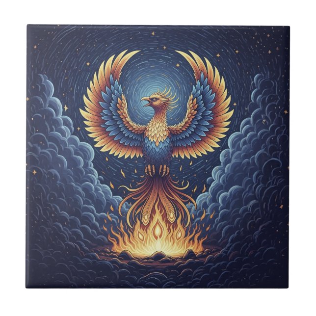 Phoenix: mystical world, symbol of good fortune tile (Front)