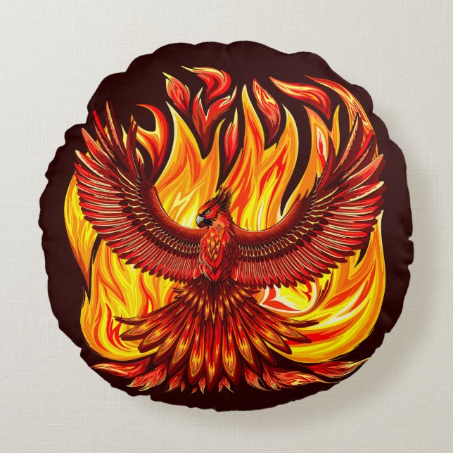 Phoenix mythological immortal Creature Round Cushion (Front)