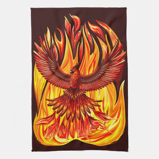 Phoenix mythological immortal Creature Tea Towel (Vertical)