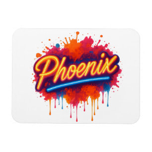 Phoenix Neon Graffiti – Retro Street Art Glow Mug Magnet