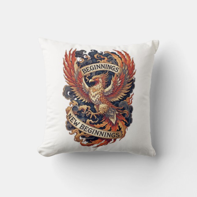 Phoenix New Year T-Shirt, Premium Mythology Cushion (Front)