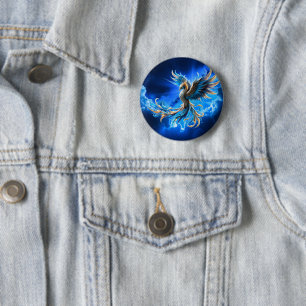 Phoenix of the Sapphire Dawn 6 Cm Round Badge