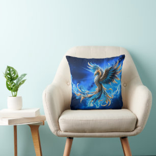Phoenix of the Sapphire Dawn Cushion