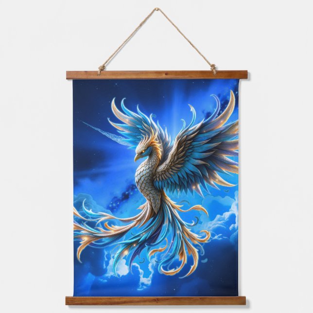 Phoenix of the Sapphire Dawn  Hanging Tapestry (Front)
