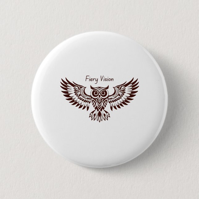 Phoenix Owl – Fiery Vision 6 Cm Round Badge (Front)