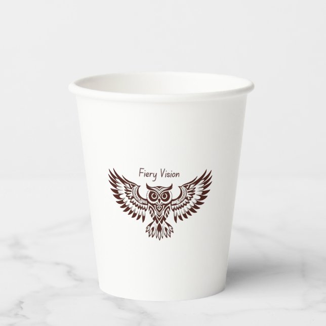 Phoenix Owl – Fiery Vision Paper Cups (Front)