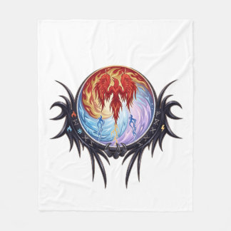 Phoenix Rebirth Elemental Fire Ice Mythological Em Fleece Blanket